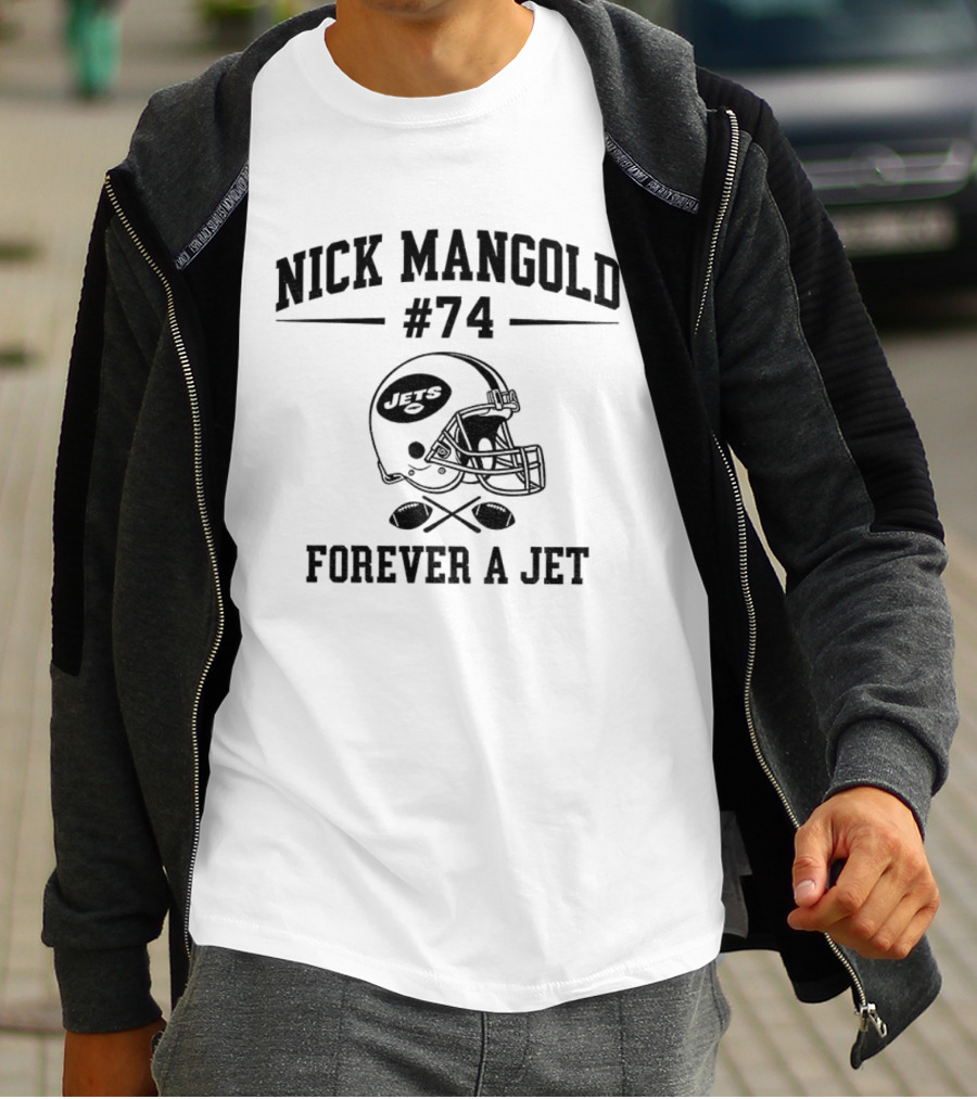 Nick Mangold 74 Forever A Jet New York Jets Helmet T-Shirt