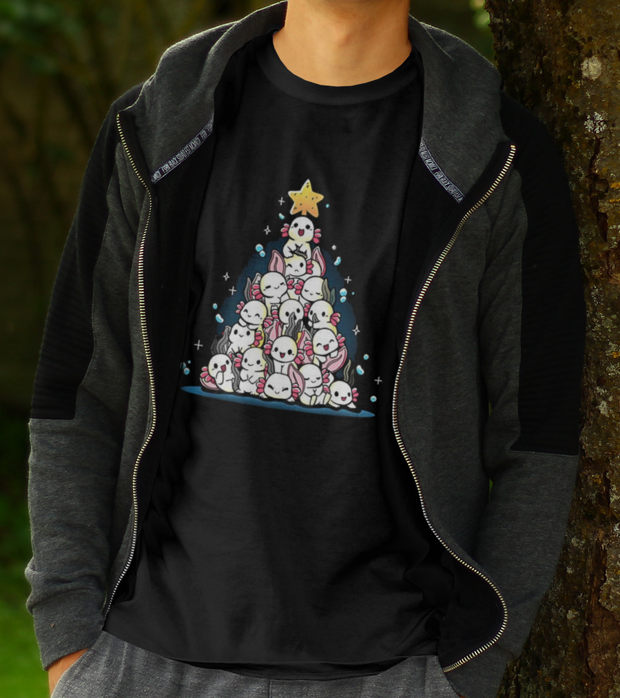 Axolotl Pyramid Shaped Christmas Tree Star Topper T-Shirt