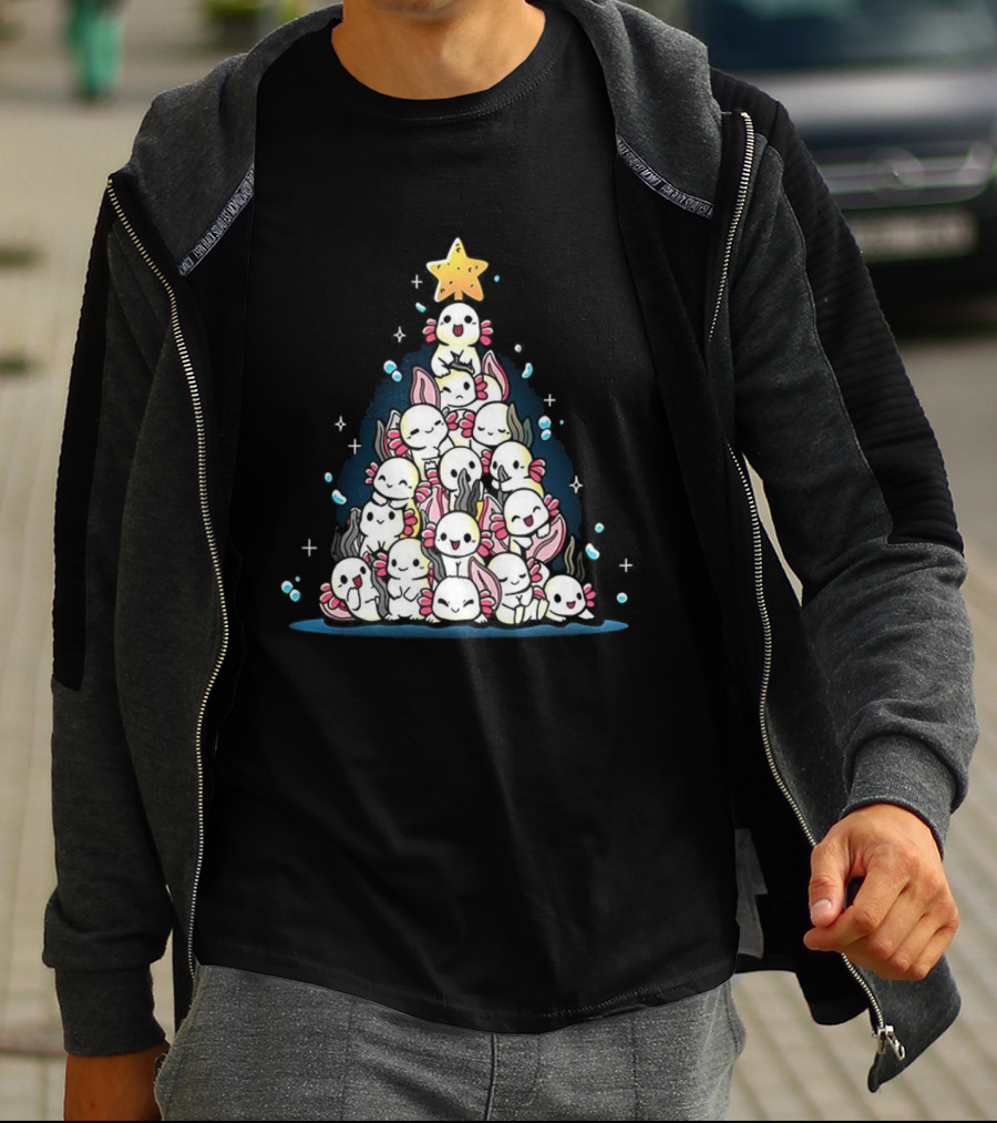 Axolotl Pyramid Shaped Christmas Tree Star Topper T-Shirt