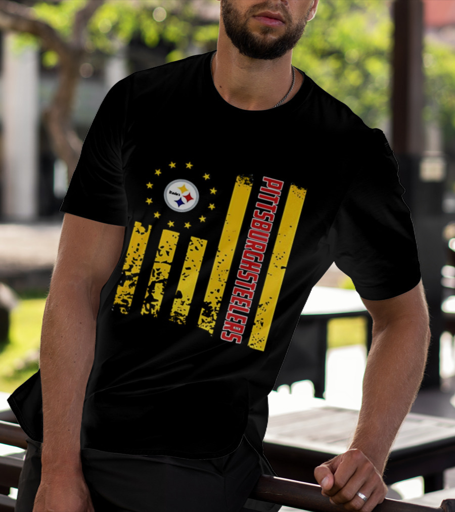 Pittsburgh Steelers American Flag NFL Steelmark Stars Stripes T-Shirt