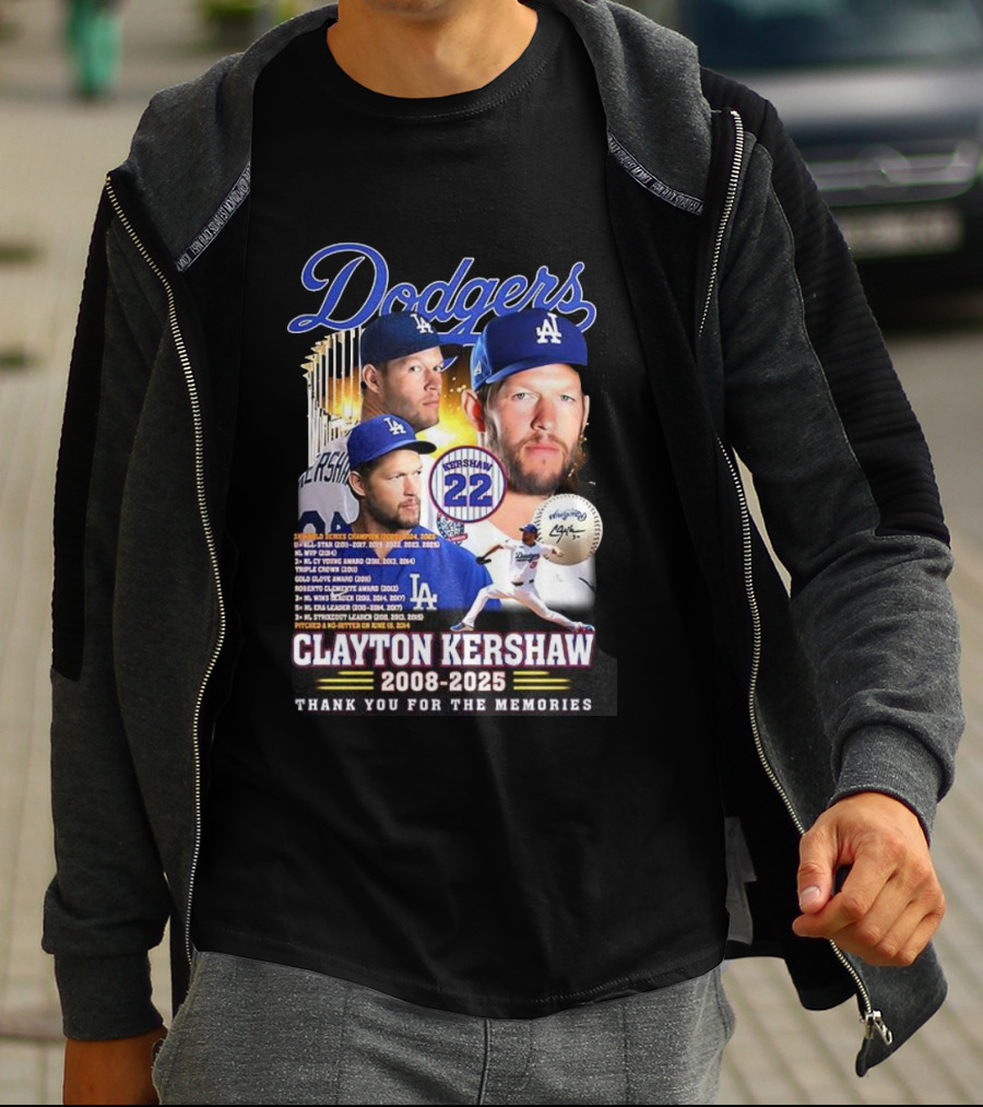 Dodgers Clayton Kershaw 2008-2025 Thank You For The Memories And Achievements T-Shirt