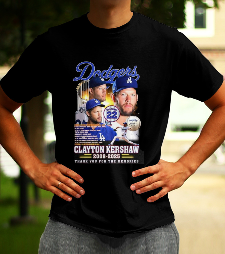 Dodgers Clayton Kershaw 2008-2025 Thank You For The Memories And Achievements T-Shirt