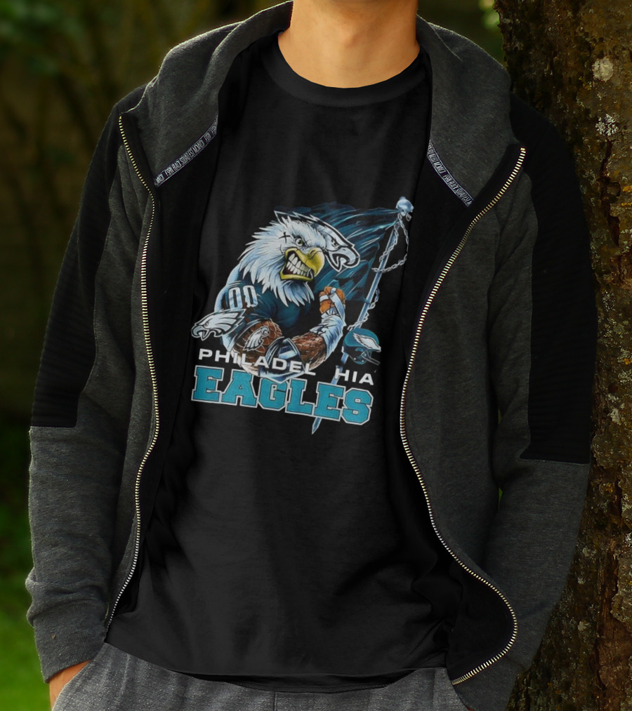 Philadelphia Eagles Vintage 2000s Football Mascot Flag T-Shirt