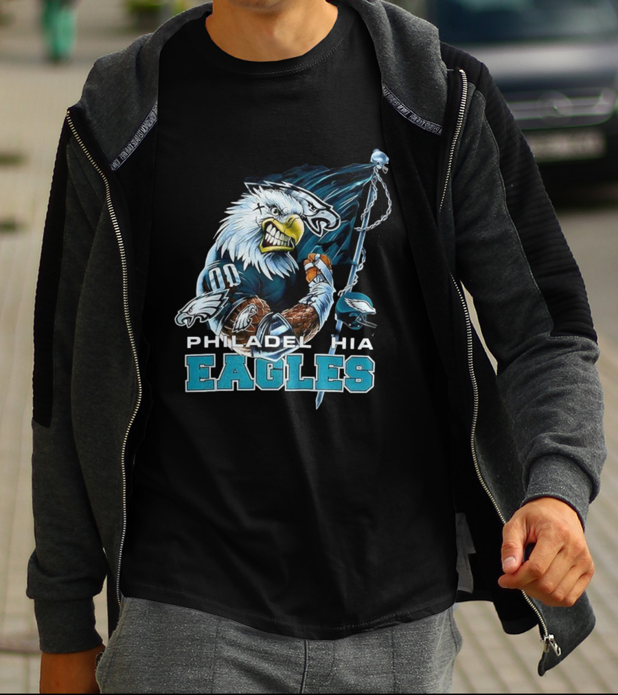 Philadelphia Eagles Vintage 2000s Football Mascot Flag T-Shirt