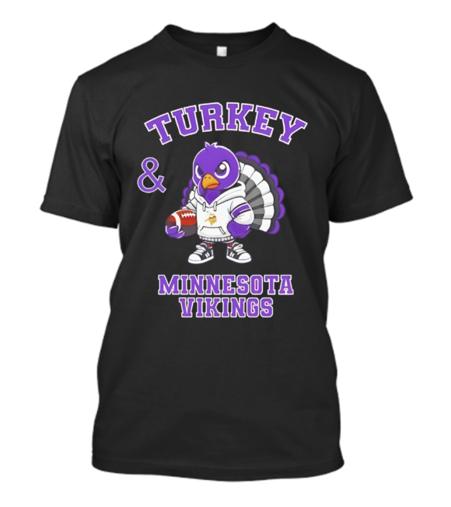 Turkey Holding Football Minnesota Vikings NFL Happy Thanksgiving T-Shirt