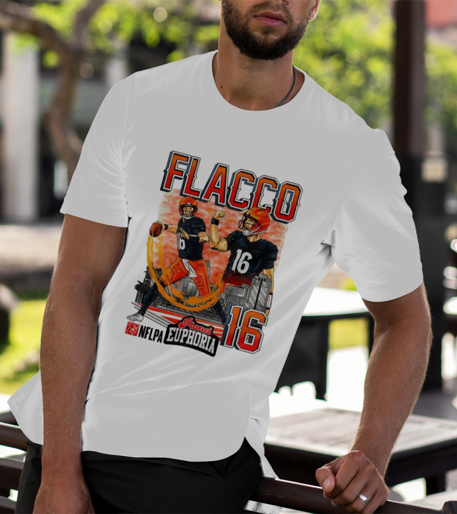 Joe Flacco Cincinnati Bengals Number 16 Planet Euphoria Skyline NFLPA T-Shirt