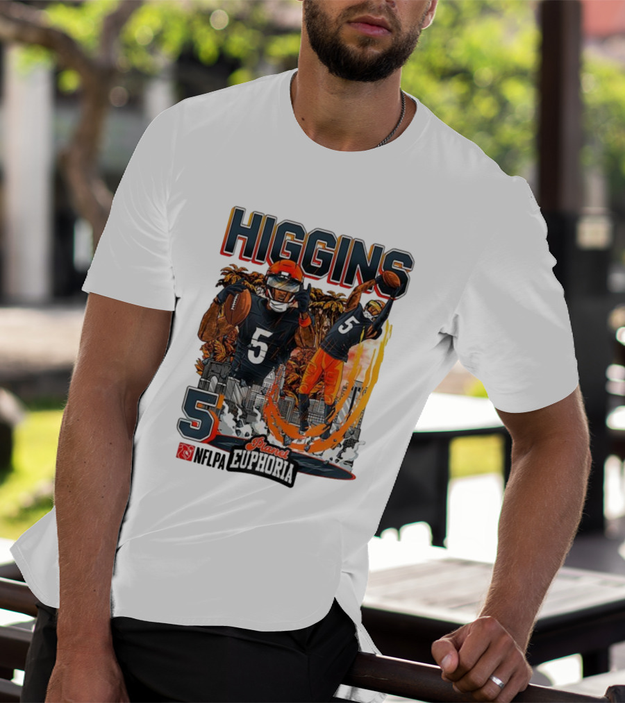 Higgins Cincinnati Number 5 Planet Euphoria Skyline Football T-Shirt