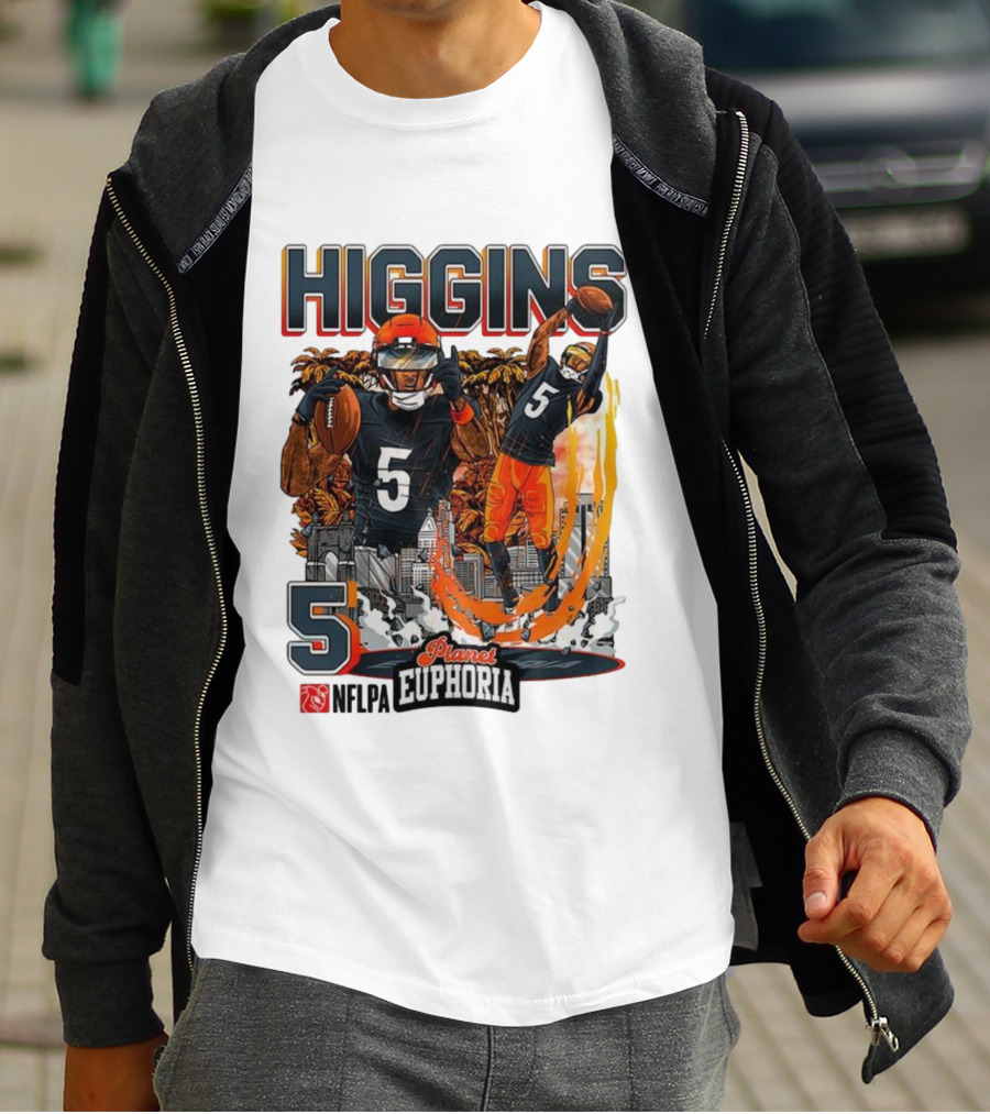 Higgins Cincinnati Number 5 Planet Euphoria Skyline Football T-Shirt