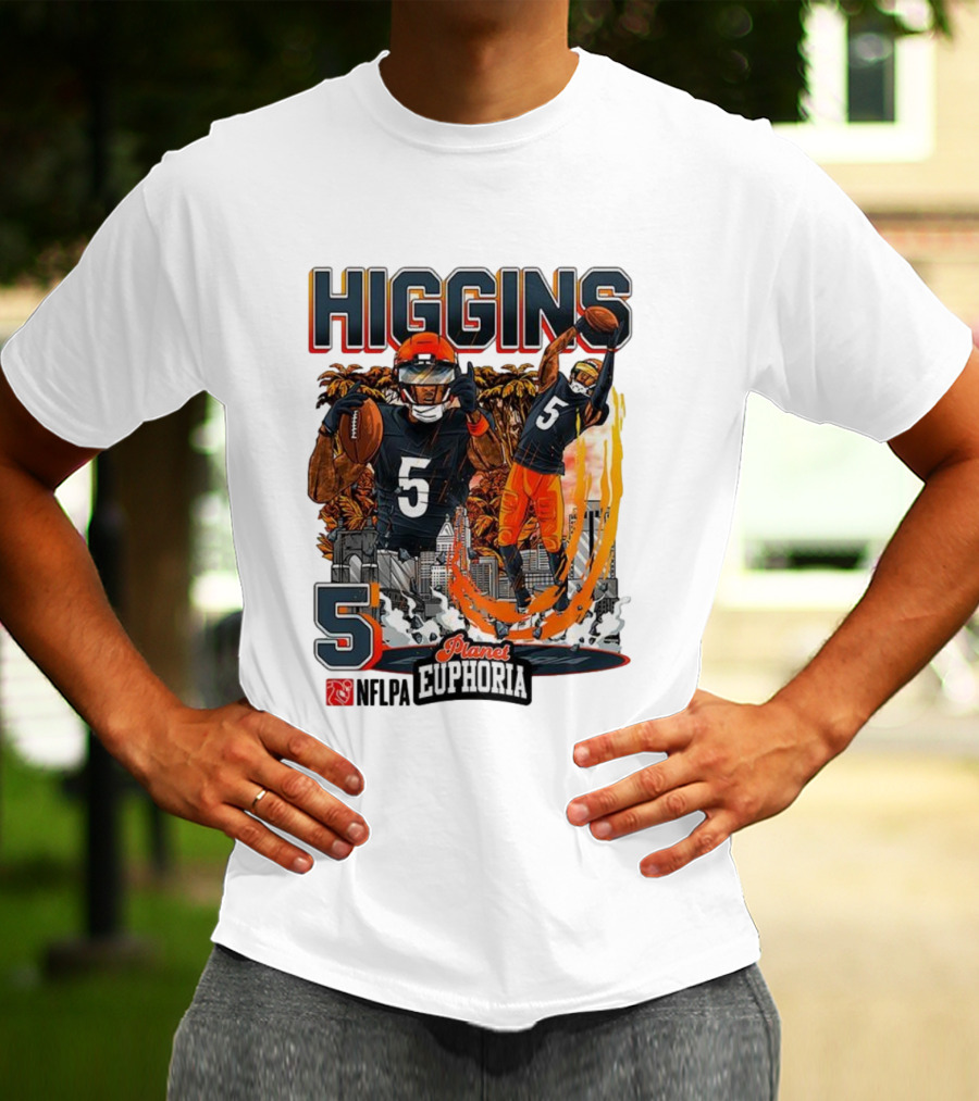 Higgins Cincinnati Number 5 Planet Euphoria Skyline Football T-Shirt