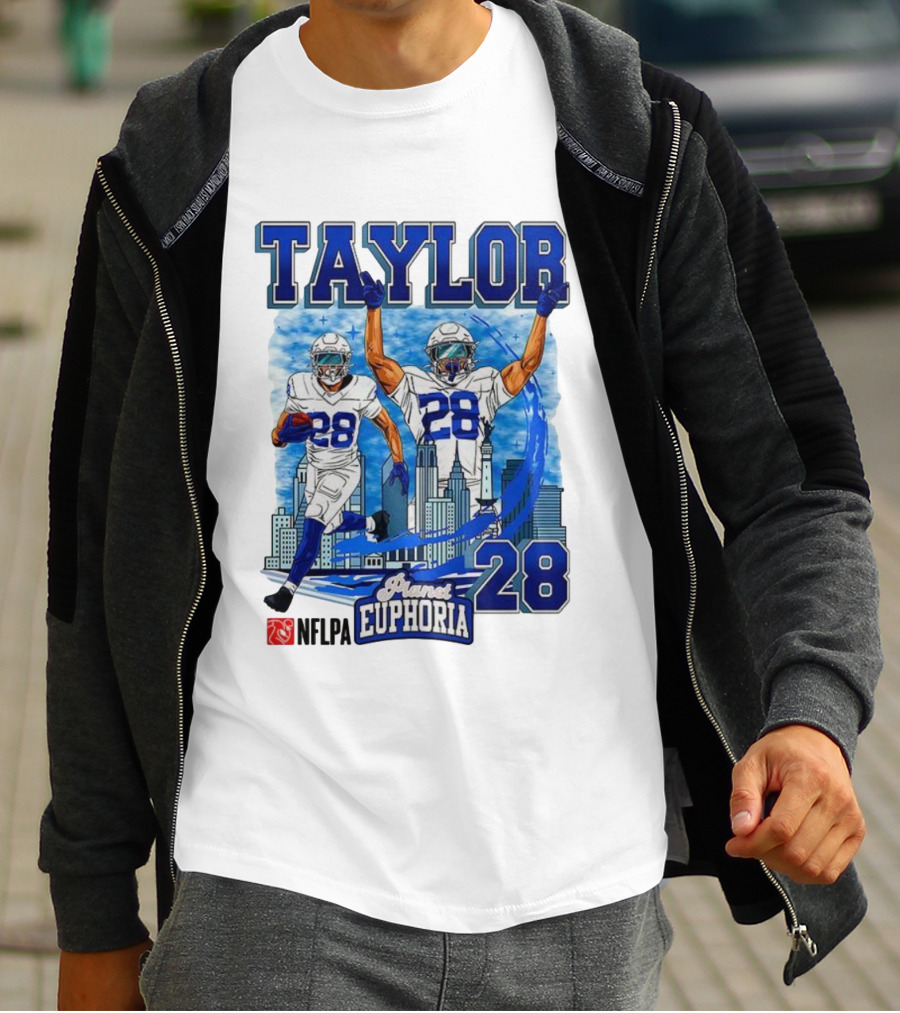 Taylor Indianapolis Planet Euphoria NFLPA Number 28 Skyline T-Shirt