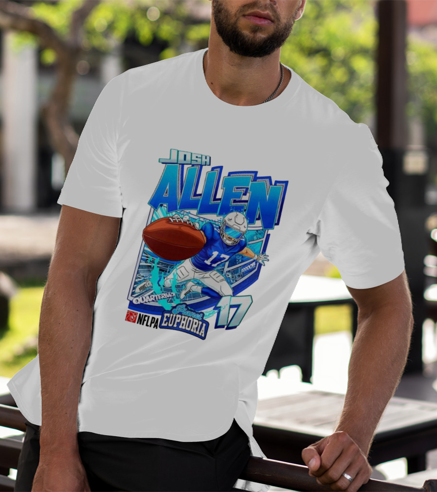 Josh Allen NFLPA Planet Euphoria Quarterback 17 Football Cartoon Gooooo T-Shirt