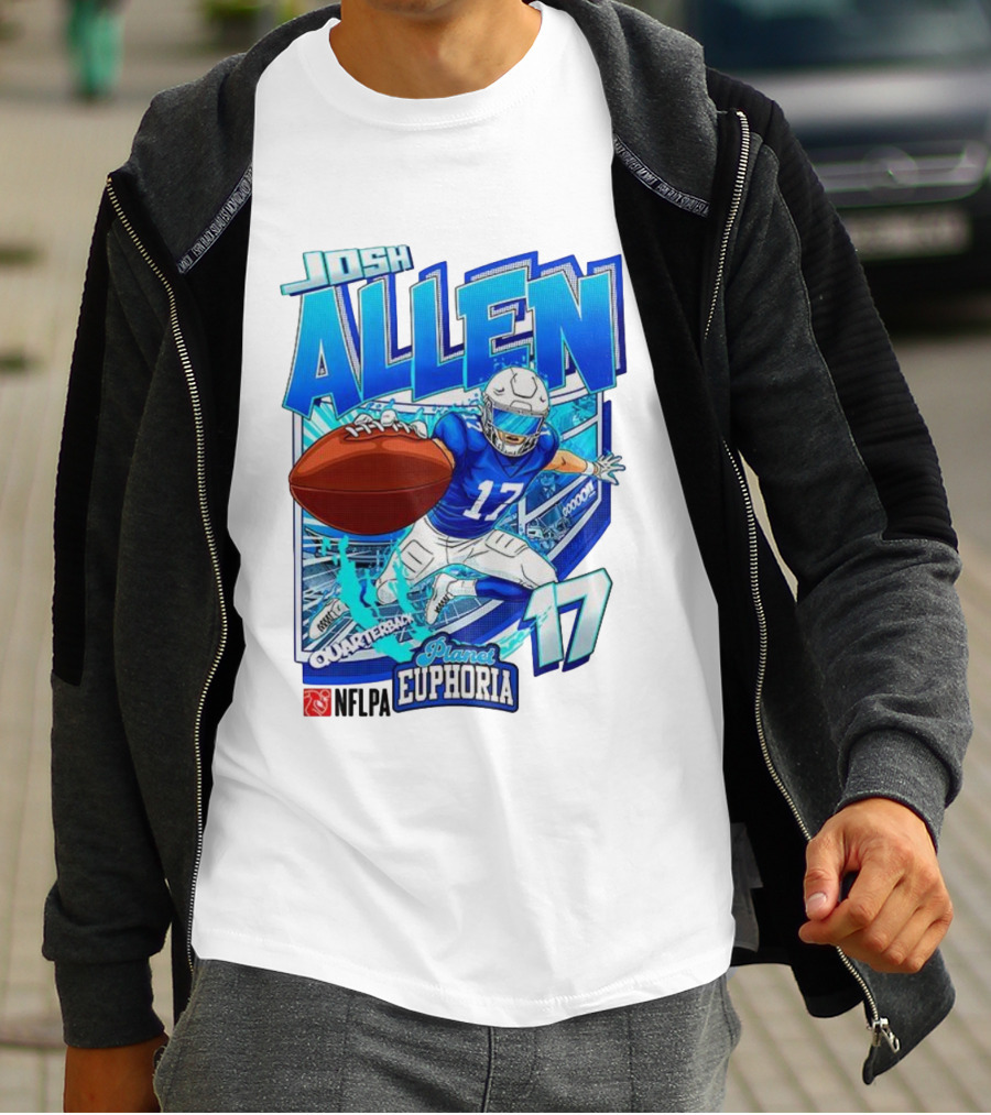 Josh Allen NFLPA Planet Euphoria Quarterback 17 Football Cartoon Gooooo T-Shirt