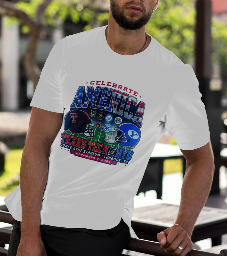 Texas Tech Vs BYU Celebrate America November 8 2025 Jones AT&T Stadium Lubbock T-Shirt