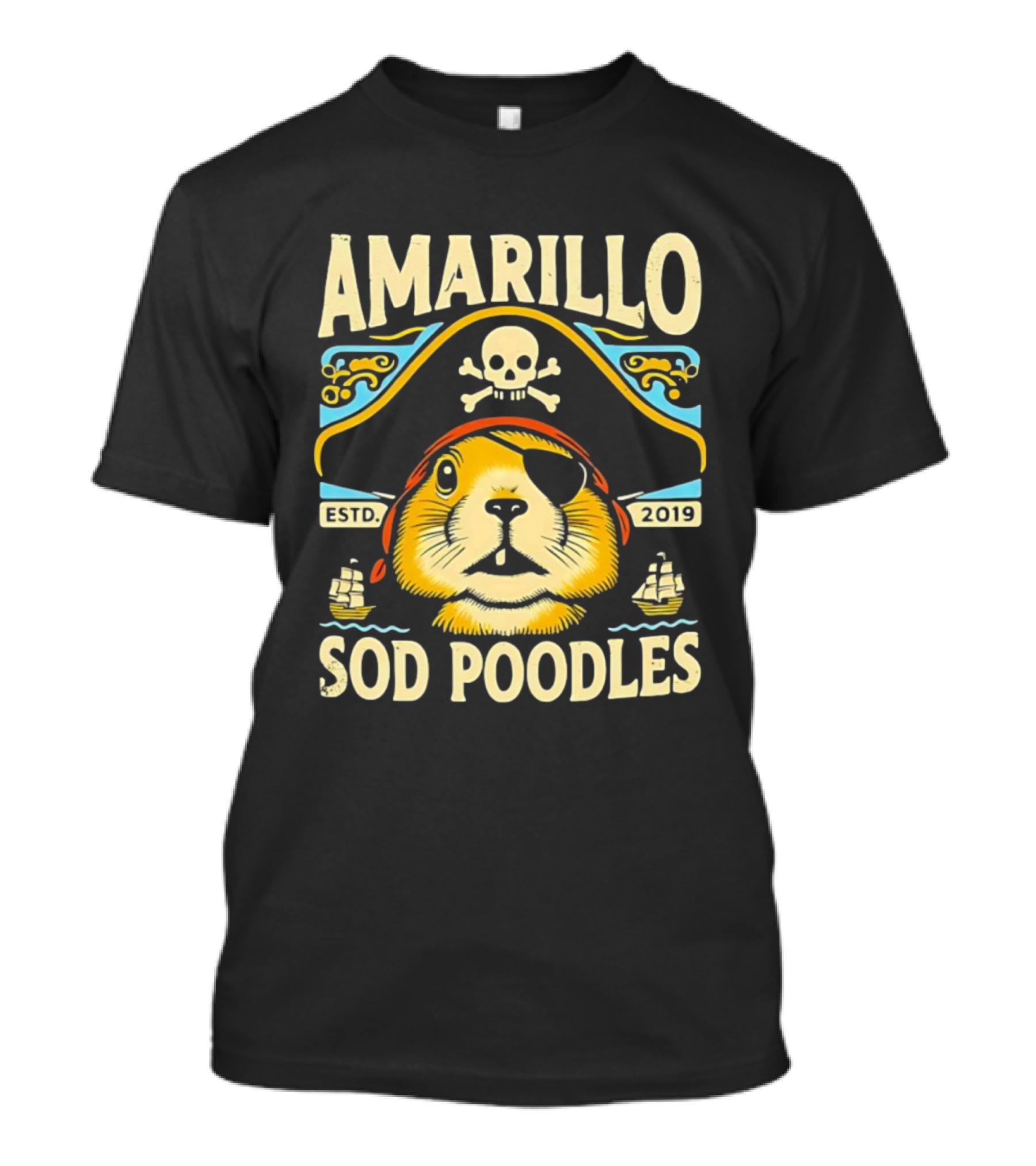 Amarillo Sod Poodles Pirate Prairie Dog Estd 2019 T-Shirt