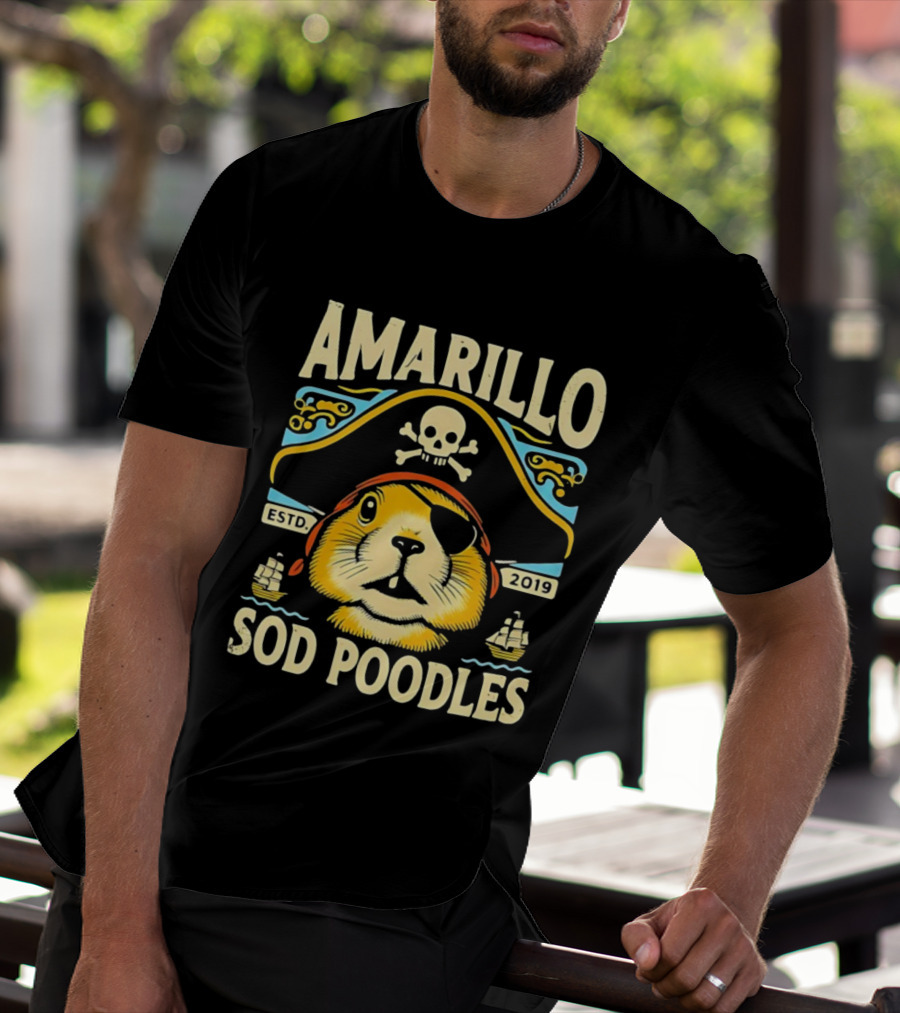 Amarillo Sod Poodles Pirate Prairie Dog Estd 2019 T-Shirt