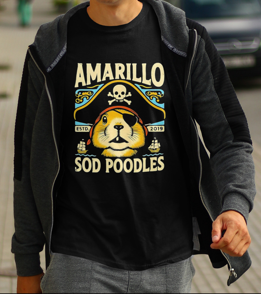 Amarillo Sod Poodles Pirate Prairie Dog Estd 2019 T-Shirt