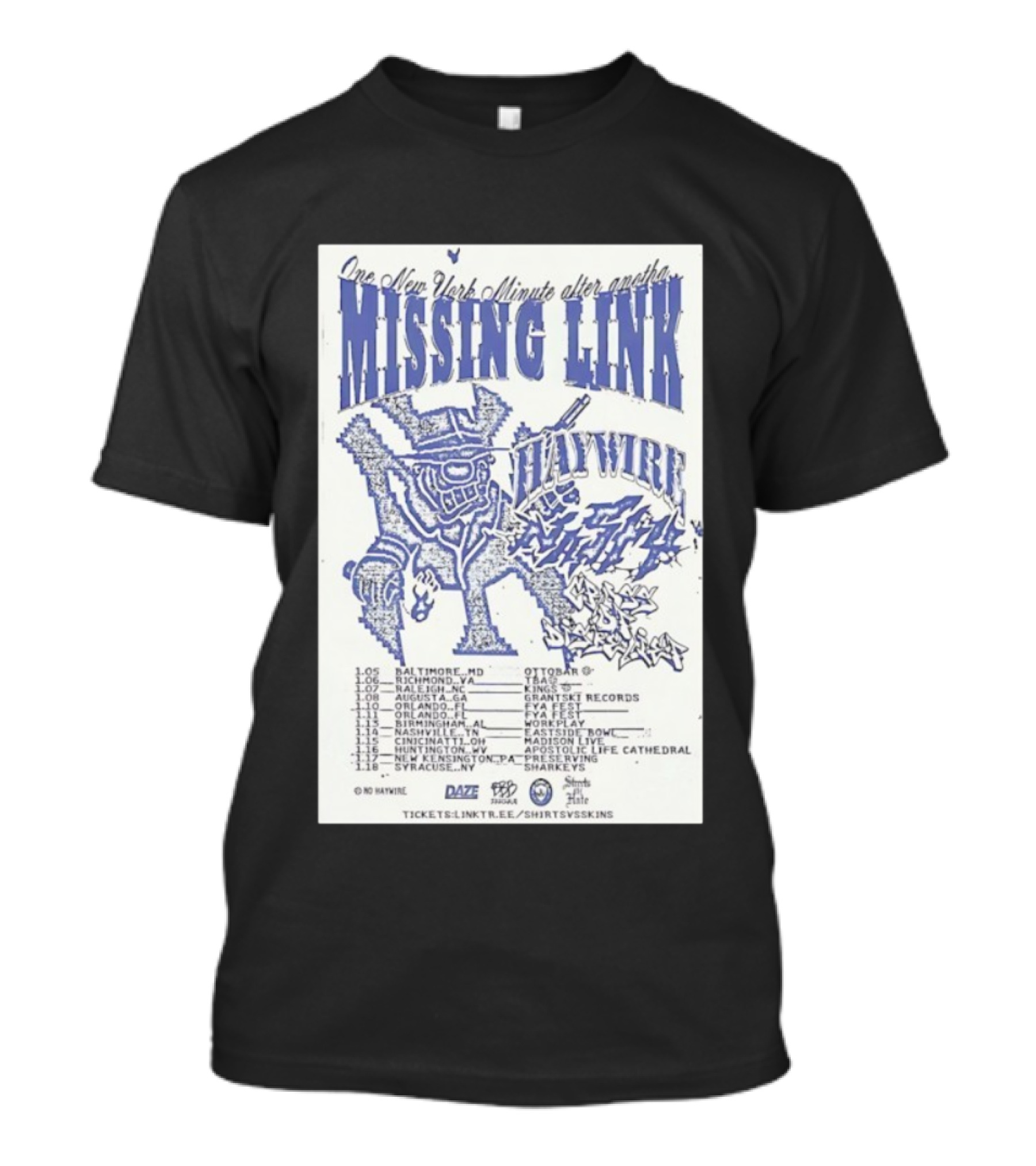 Missing Link One New York Minute Tour 2026 Dates All-City Show Locations T-Shirt