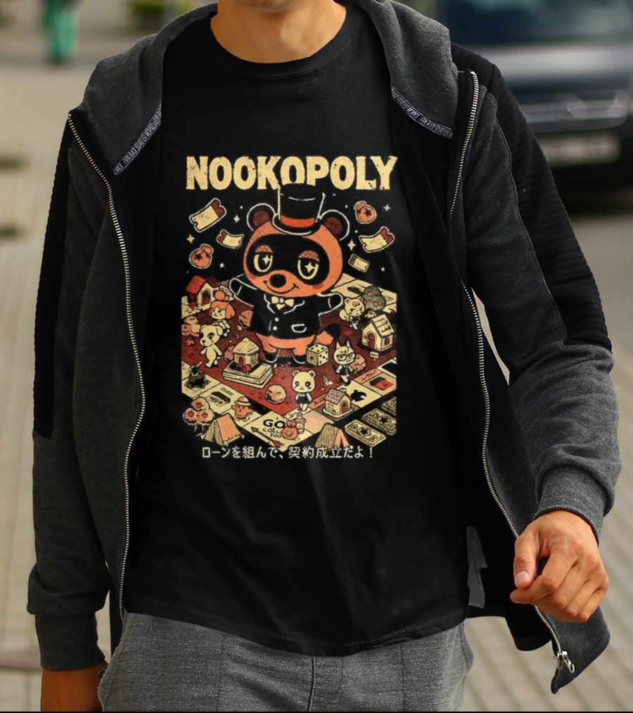 Nookopoly Animal Crossing Monopoly Game Crossover With Tom Nook In Top Hat T-Shirt