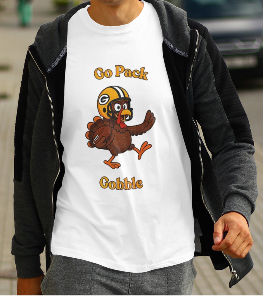 Go Pack Gobble Green Bay Packers Thanksgiving Football Turkey T-Shirt