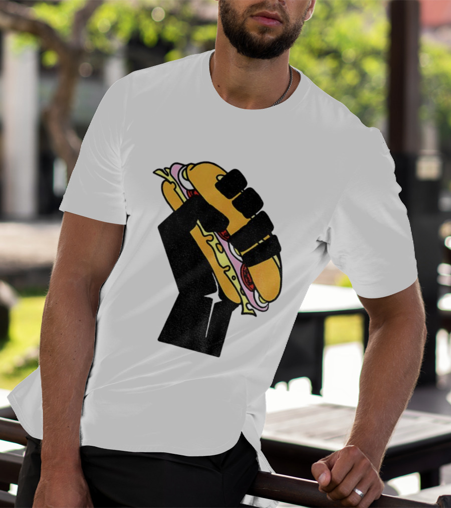 Hoagie Sandwich Guy Black Fist Resist Fascism Anti Trump Iconic Symbol T-Shirt