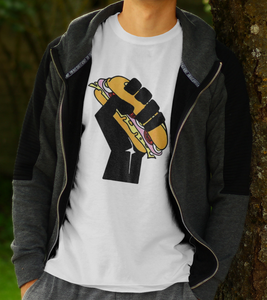 Hoagie Sandwich Guy Black Fist Resist Fascism Anti Trump Iconic Symbol T-Shirt