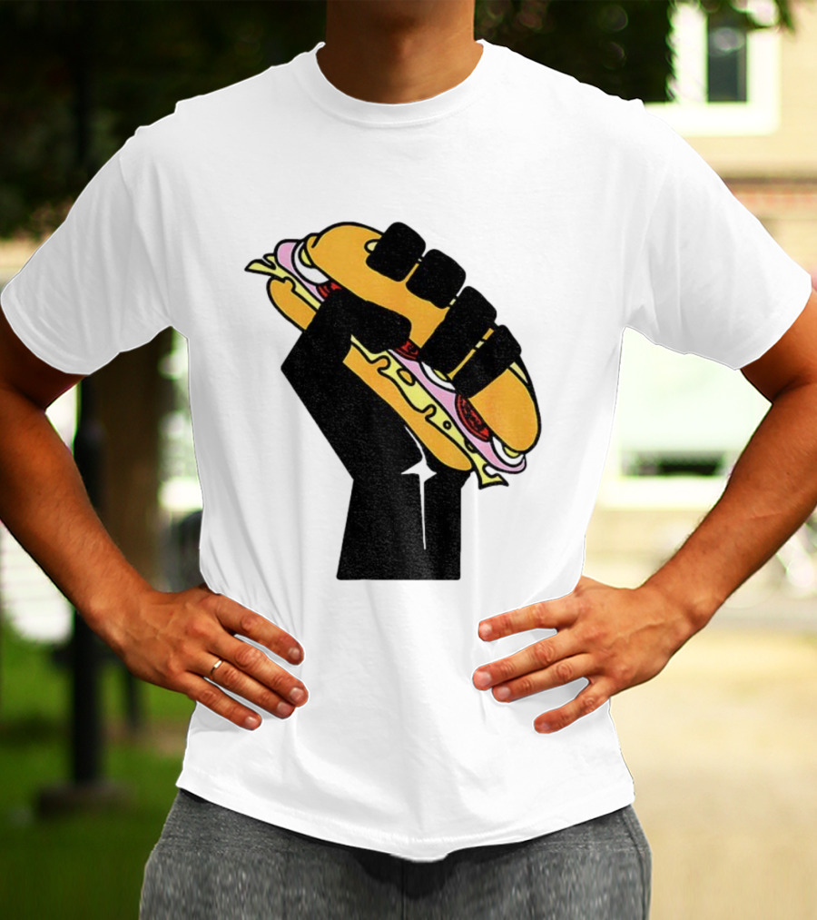 Hoagie Sandwich Guy Black Fist Resist Fascism Anti Trump Iconic Symbol T-Shirt