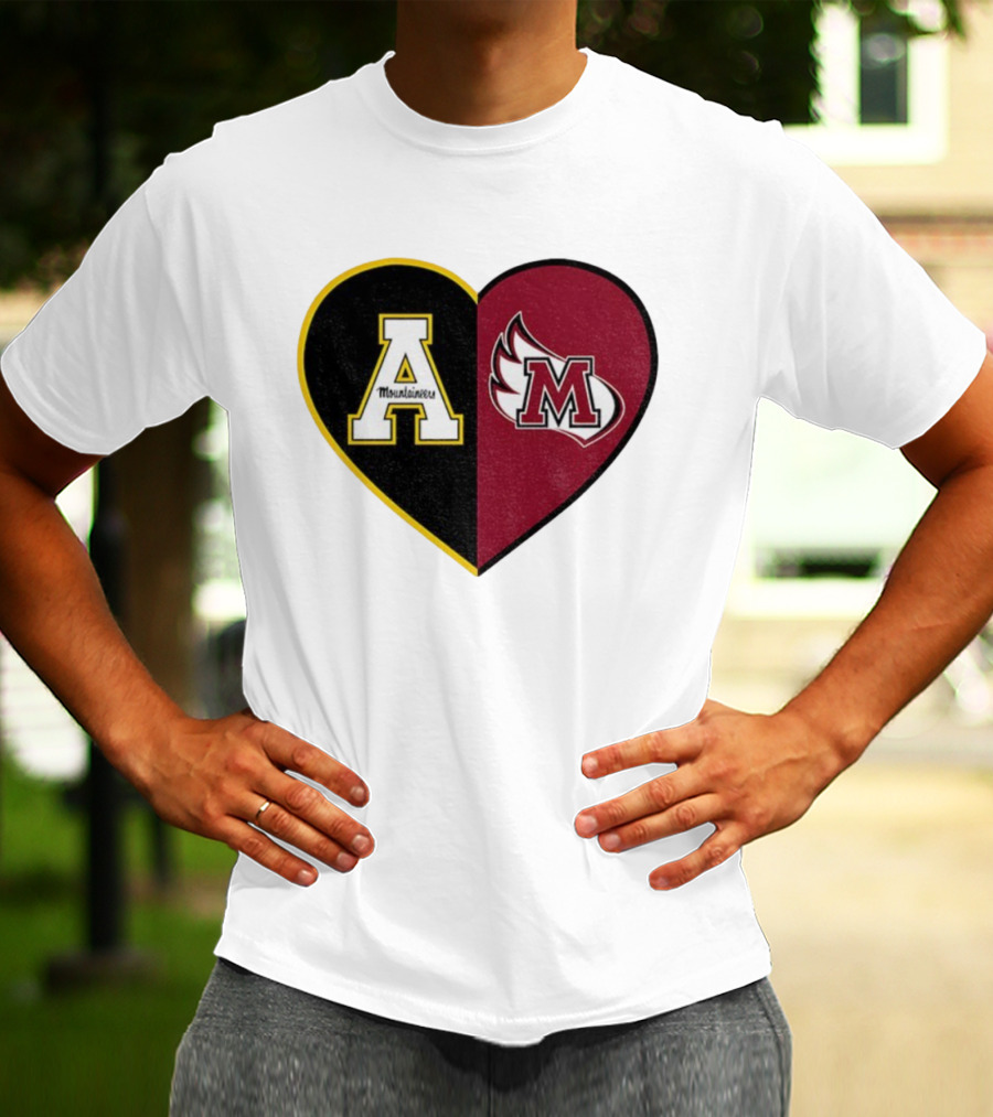 Appalachian State Mountaineers Meredith College Angels Split Heart Personalized T-Shirt