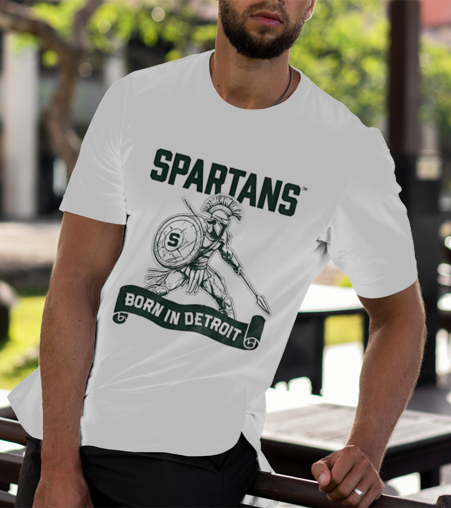 Spartans Warrior Emblem Born In Detroit T-Shirt
