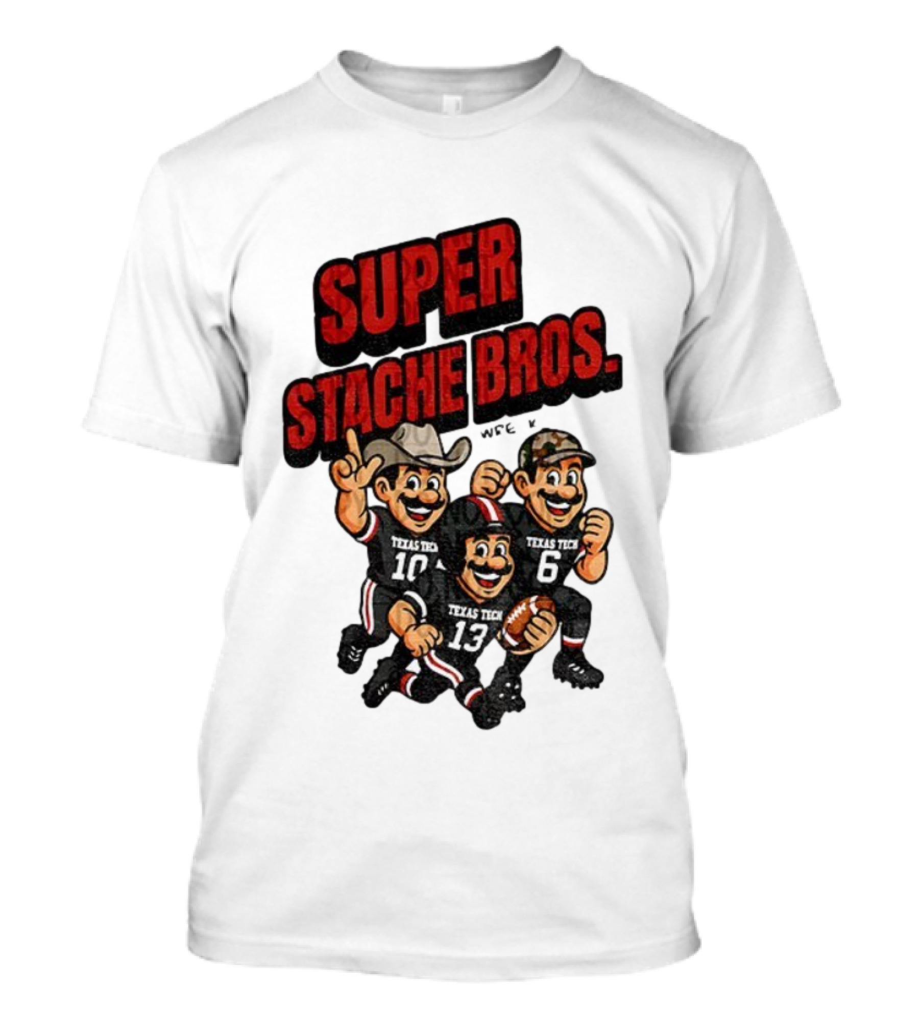 Texas Tech Red Raiders Super Stache Bros Cartoon Football Game Day T-Shirt