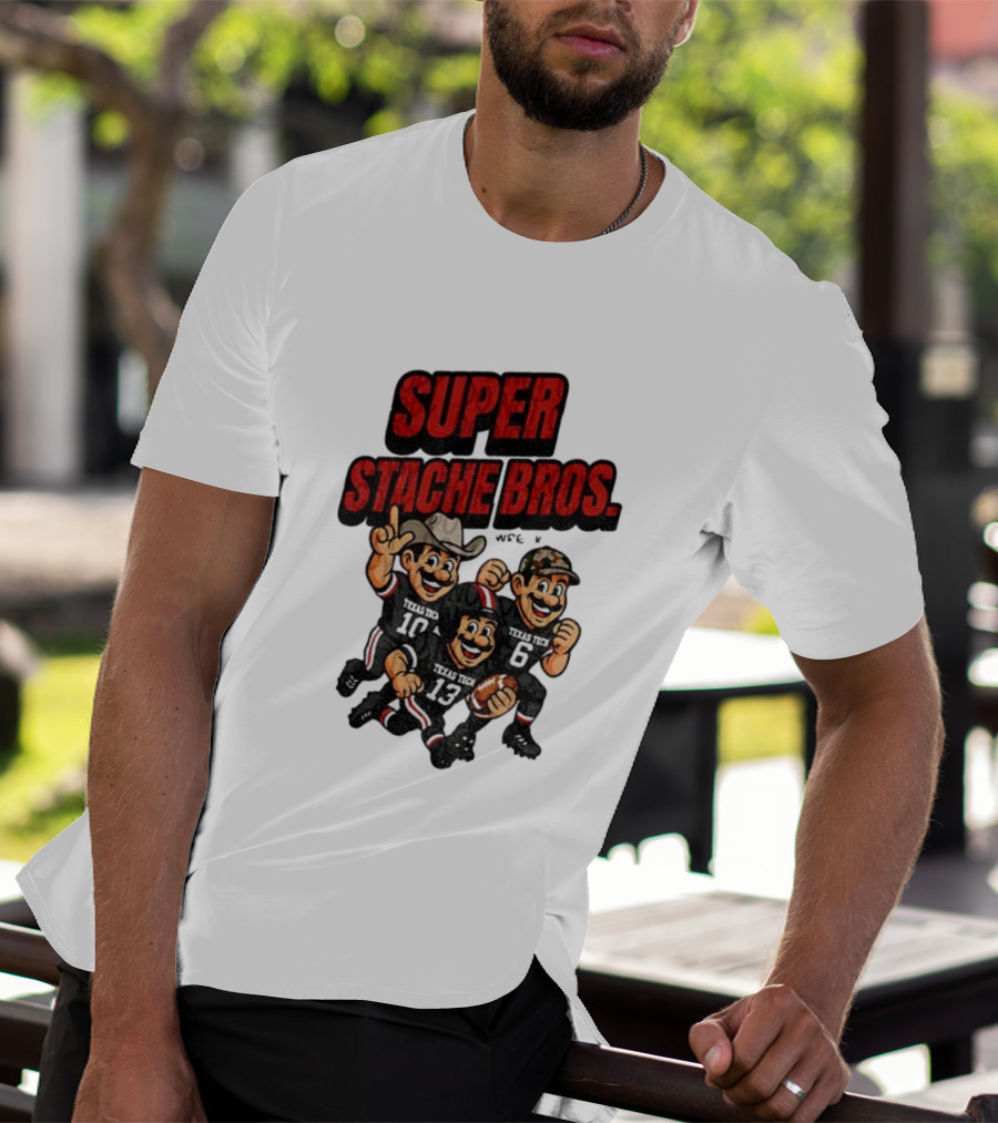 Texas Tech Red Raiders Super Stache Bros Cartoon Football Game Day T-Shirt