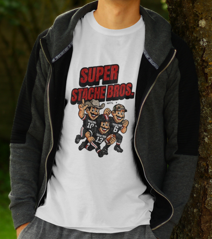 Texas Tech Red Raiders Super Stache Bros Cartoon Football Game Day T-Shirt