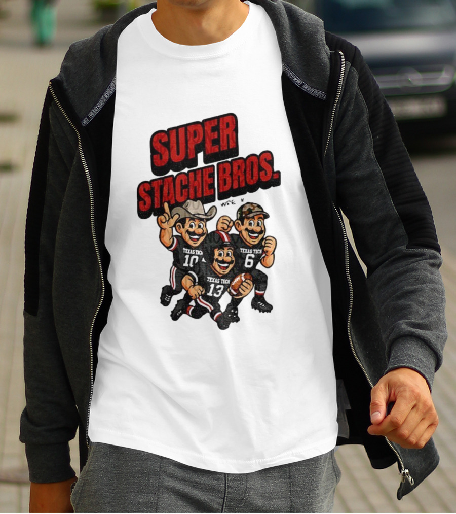 Texas Tech Red Raiders Super Stache Bros Cartoon Football Game Day T-Shirt