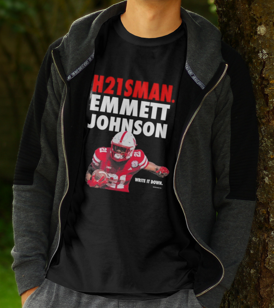 H21sman Emmett Johnson Write It Down Nebraska Cornhuskers T-Shirt