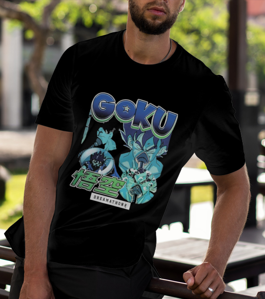 Goku Dreamathon Dragon Ball Blue Aura Kamehameha Burst T-Shirt