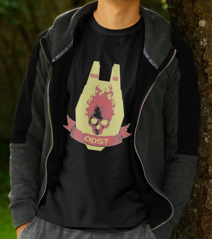 19th BN ODST Flaming Skull Emblem T-Shirt