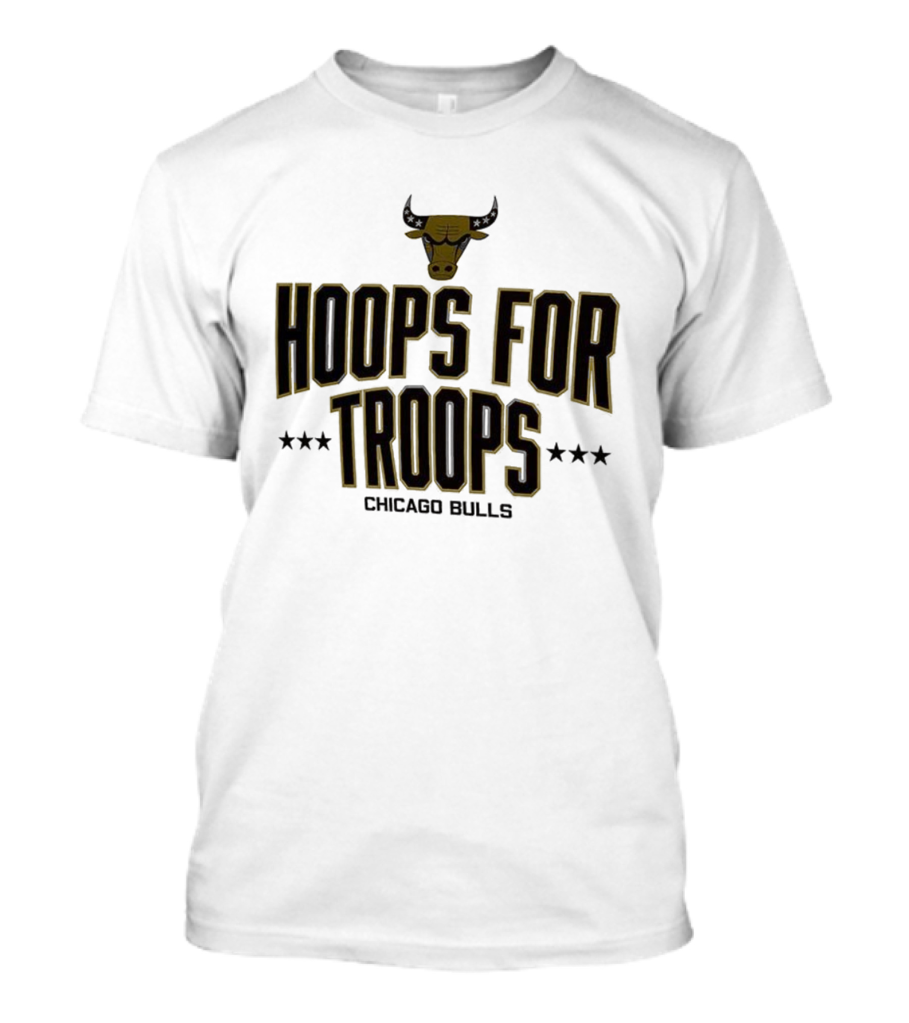 Chicago Bulls Hoops For Troops Bull Head Star Emblem T-Shirt