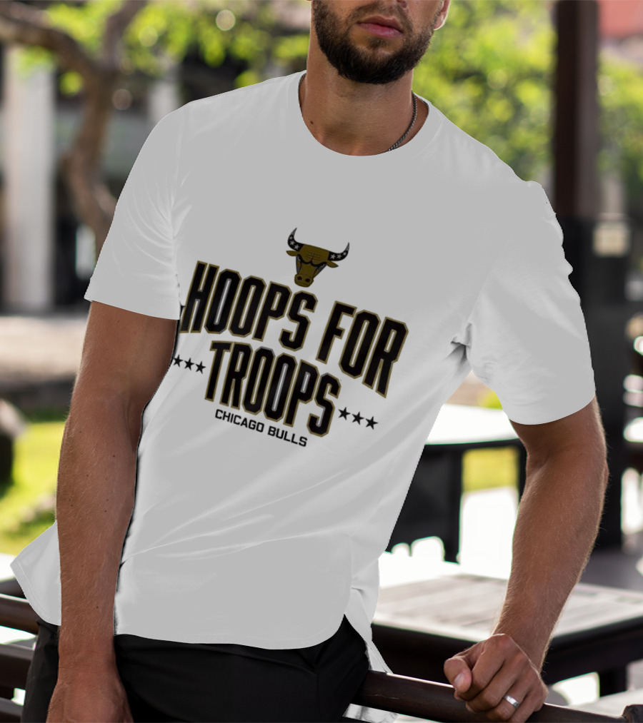 Chicago Bulls Hoops For Troops Bull Head Star Emblem T-Shirt