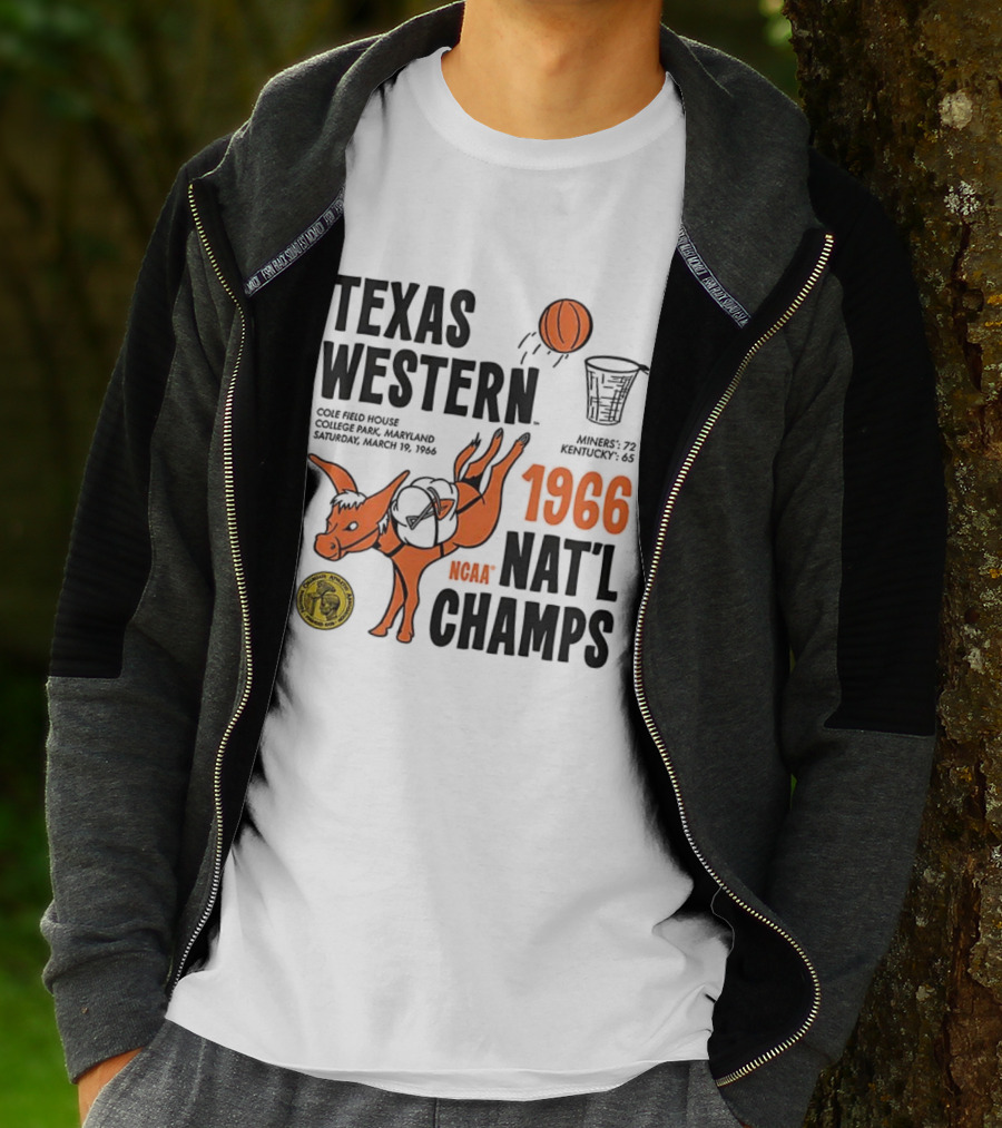 Texas Western 1966 NCAA Nat'l Champs Defeat Kentucky Miners 72-65 T-Shirt