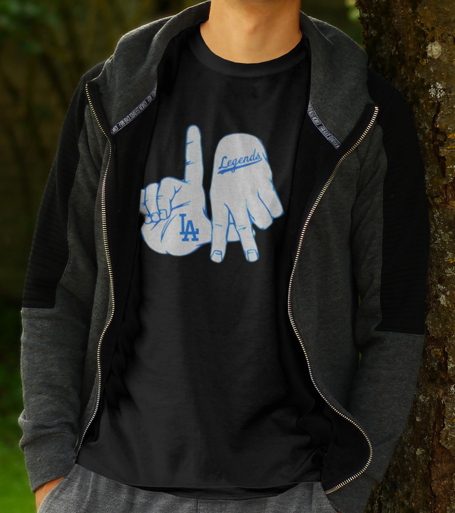 Los Angeles Dodgers Legends LA Hand Sign 2025 MLB Baseball T-Shirt