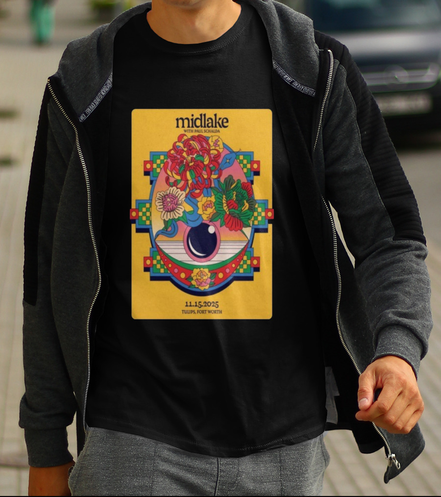 Midlake With Paul Schalda Tulips Fort Worth 11 15 2025 Psychedelic Flower Art T-Shirt