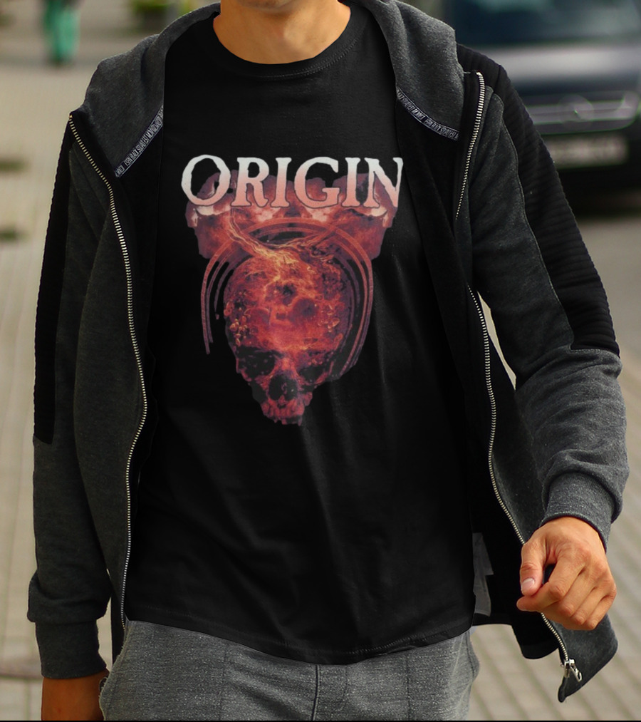 Origin Unequivocal Skull Fiery Cosmic Imagery T-Shirt