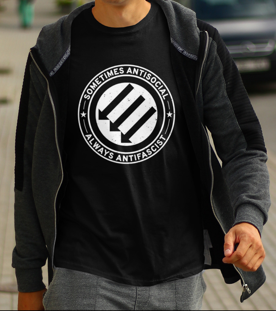 Sometimes Antisocial Always Antifascist Arrows Symbol T-Shirt
