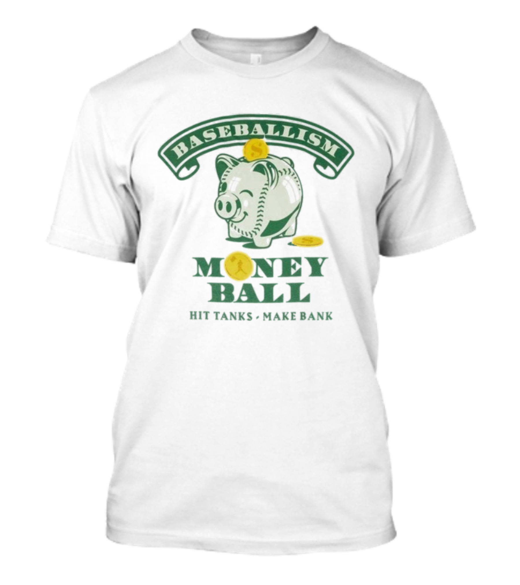 Baseballism Money Ball Hit Tanks Make Bank Piggy Bank T-Shirt