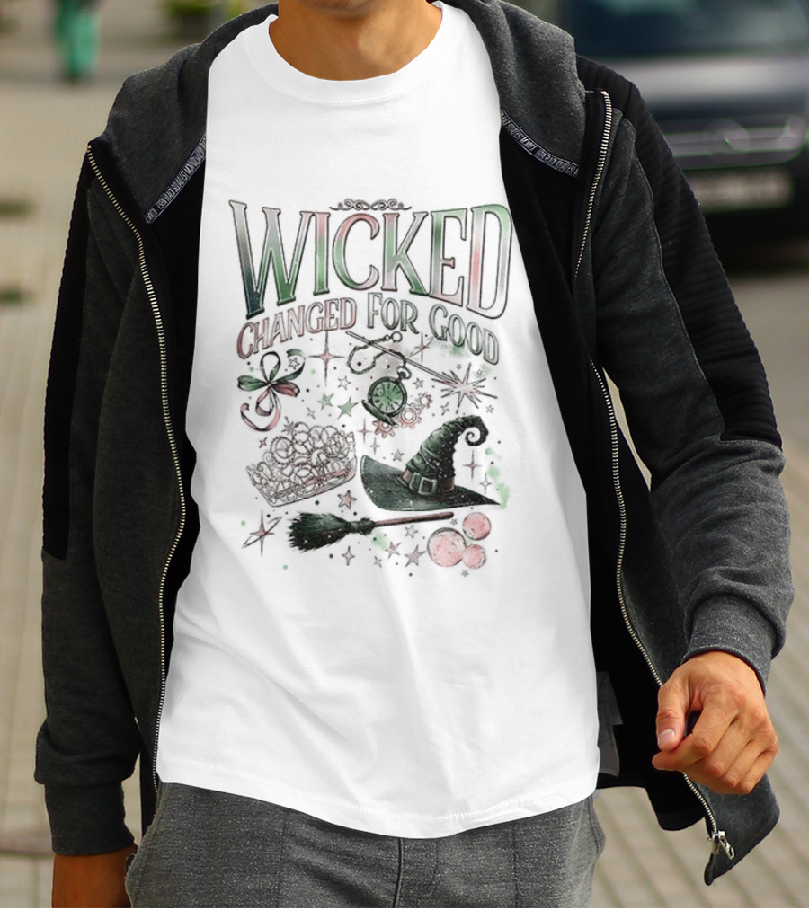 Wicked Changed For Good Defy Gravity Broomstick Magic Wand Halloween T-Shirt