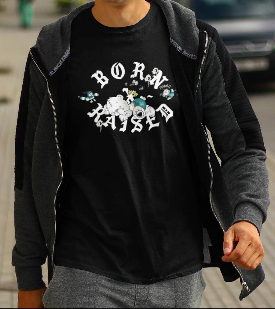 Born X Raised Vargas Rocker Cloudy Sky Letters And Birds T-Shirt