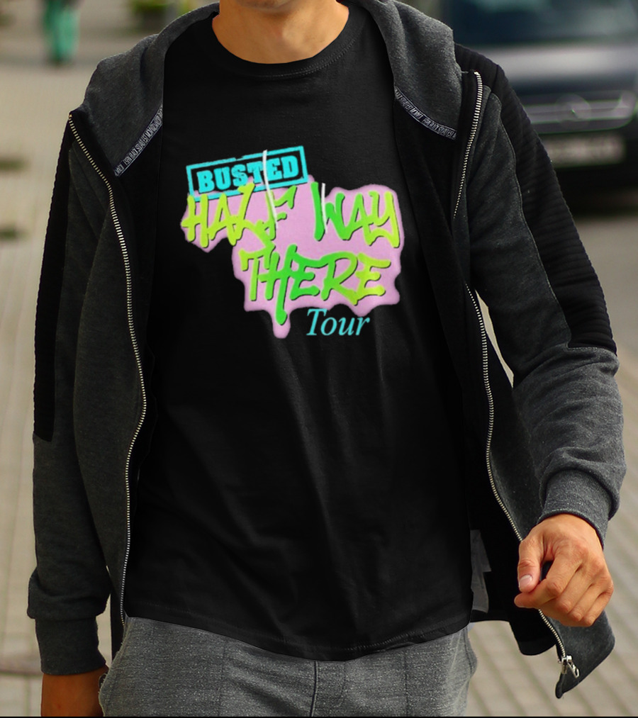 Busted Half Way There Tour Graffiti Neon Style T-Shirt