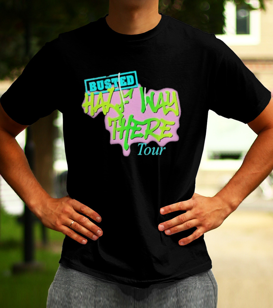 Busted Half Way There Tour Graffiti Neon Style T-Shirt
