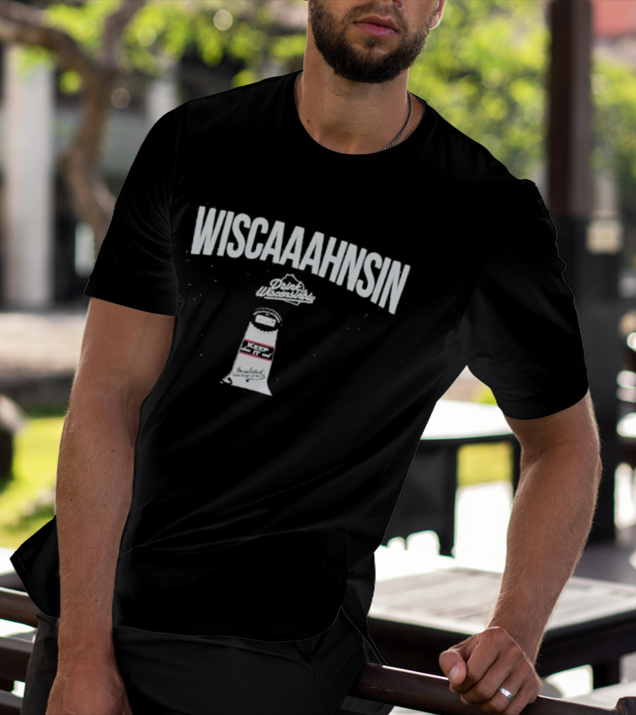 Drink Wisconsinbly Wiscaaahnsin Tailgate Pouch Lighthouse And Great Lake T-Shirt