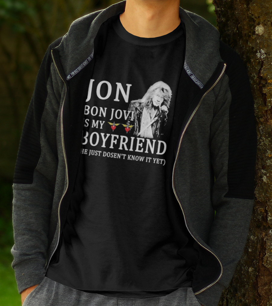 Jon Bon Jovi Is My Boyfriend Heart Wings Icon He Just Doesn’t Know It Yet T-Shirt
