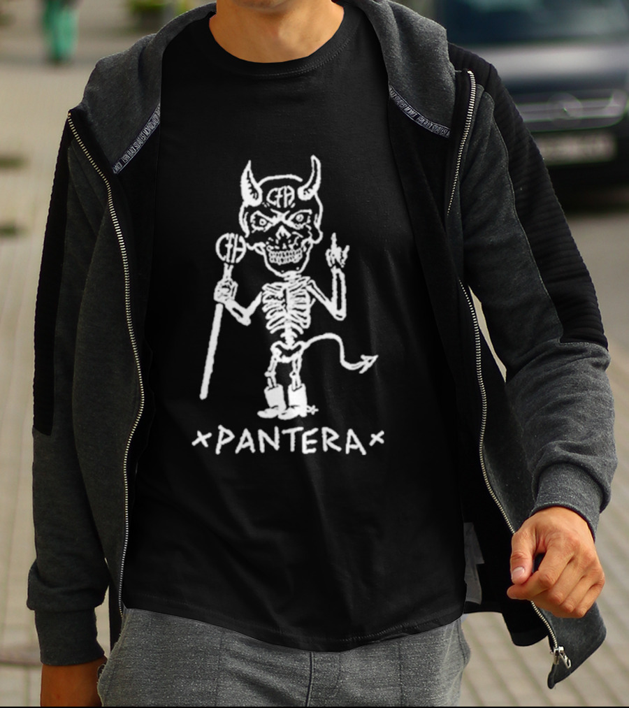 Pantera Demon Skeleton Music Band Drawing T-Shirt